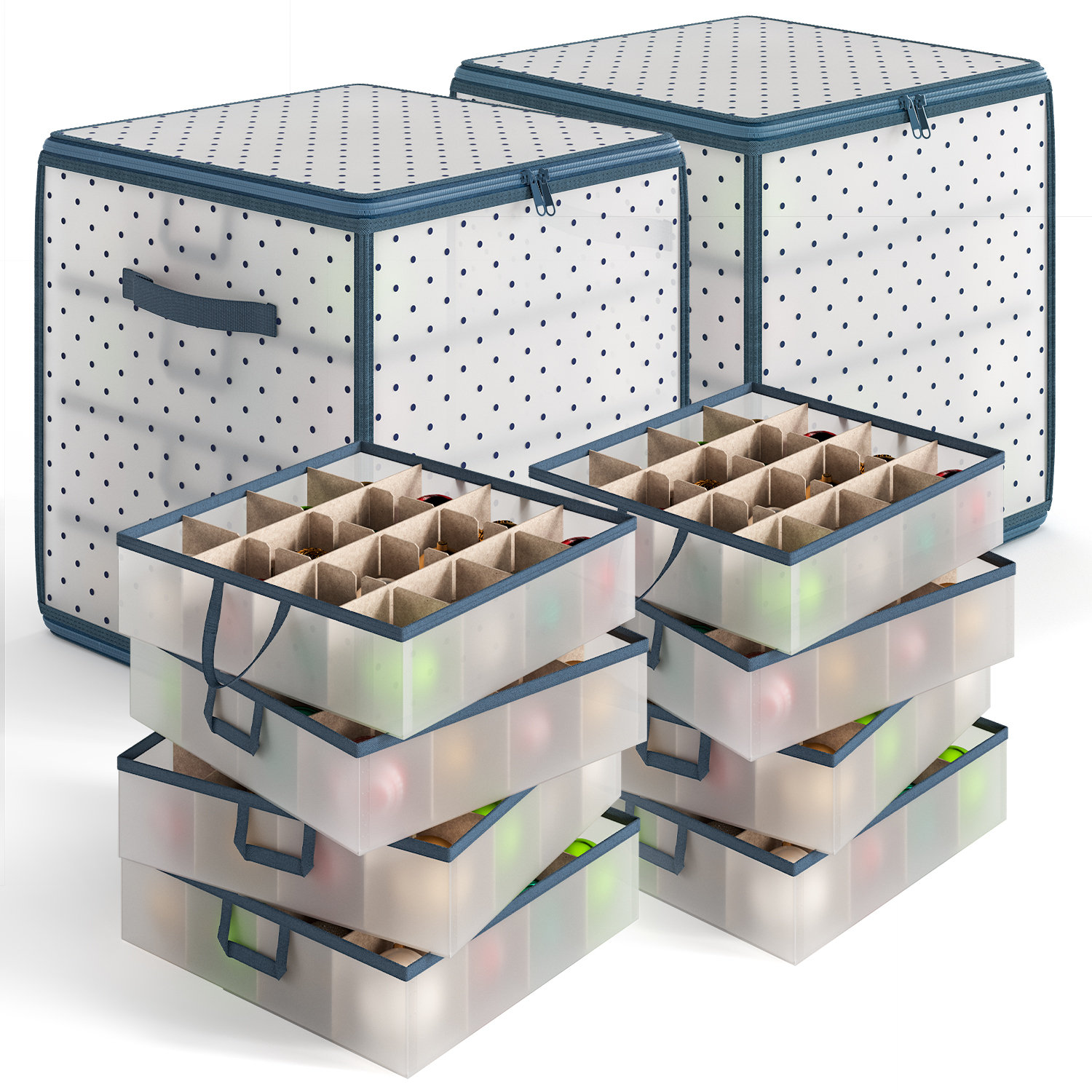 Christmas Ornament Storage Box With Adjustable Dividers