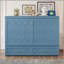 Grand lit escamotable mural avec tiroir et un ensemble de prises et de ports USB, bleu marine-129230889