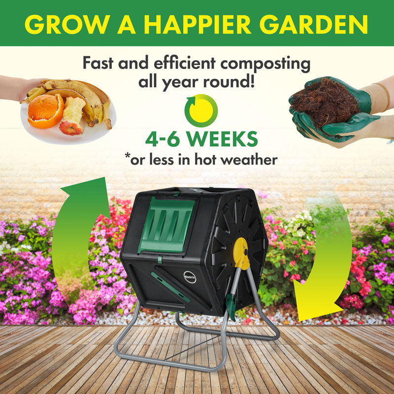 Plastic Outdoor Tumbler Composter with Latching Lid, 27.7 Gallons