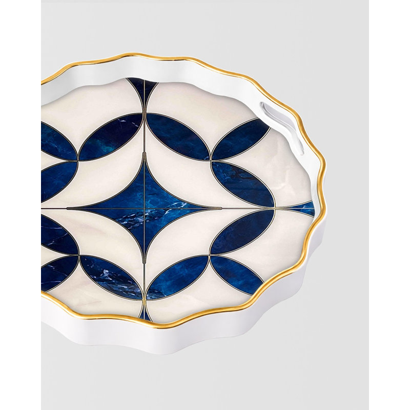 Plateau, Blanc / multicolore, Abstrait