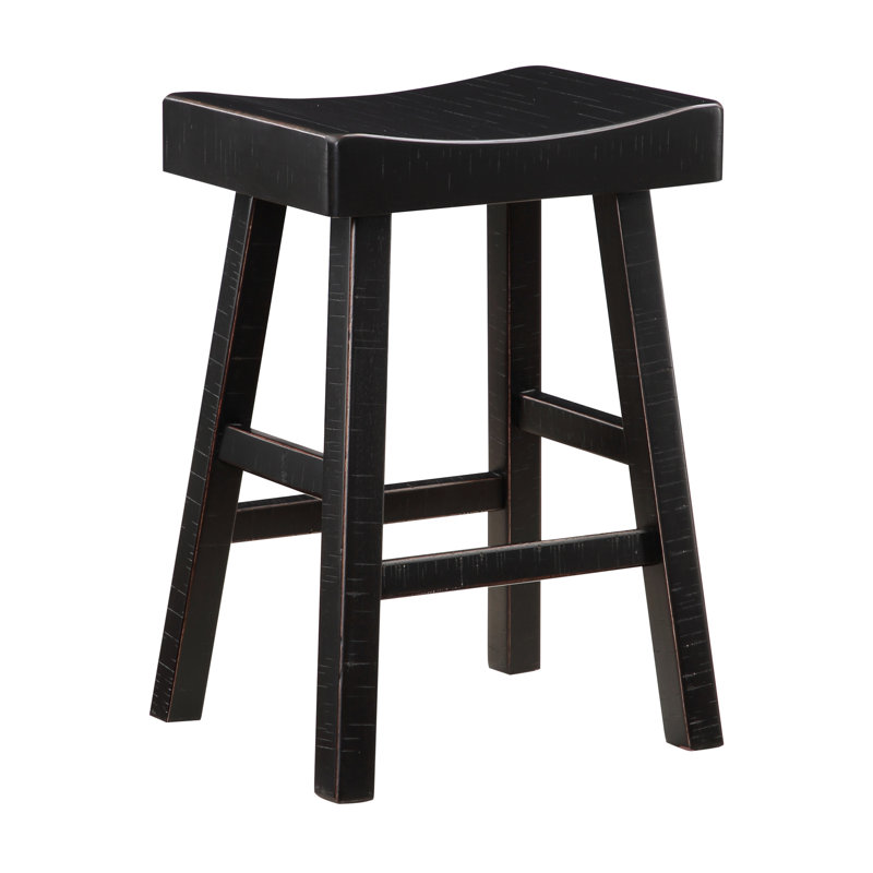 2 tabourets de comptoir en bois massif noir pour salle à manger classique en bois d'hévéa, 2 essentiels cruciaux, Noir