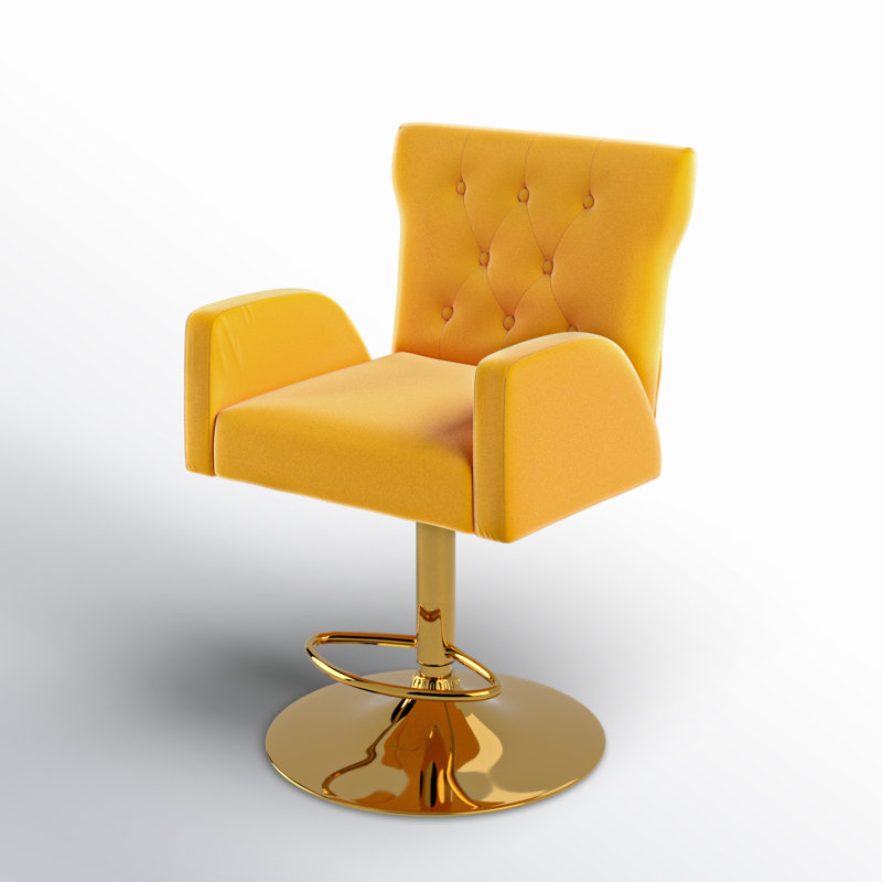 Rhett Swivel Upholstered Adjustable Height Counter Stool, Mustard
