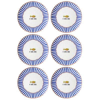 Ensemble de 6 assiettes élégantes en céramique, 10,2 x 10,2 x 0,8 po | 100% lavable au lave-vaisselle, superbe couleur bleue | Parfait pour les dîners, les invités et l'utilisation quotidienne, design durable et élégant