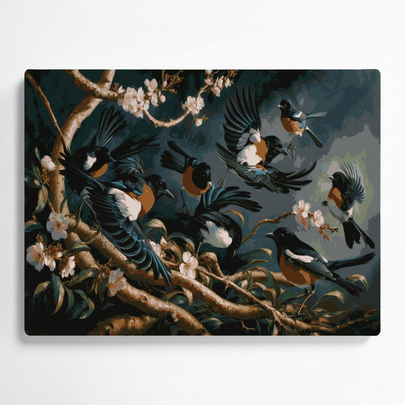 Oiseaux, pie orientale, robin gris, art mural en métal, H 11 po x l 14 po