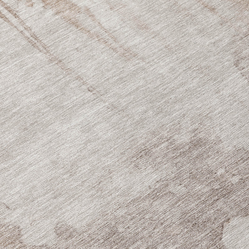Machine Washable Indoor/Outdoor Xhevrie Taupe Rug, Round 8'