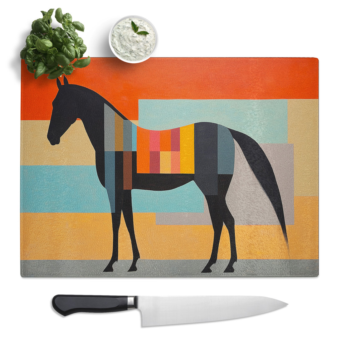 Horse Minimalism No.3  Glass Chopping Board