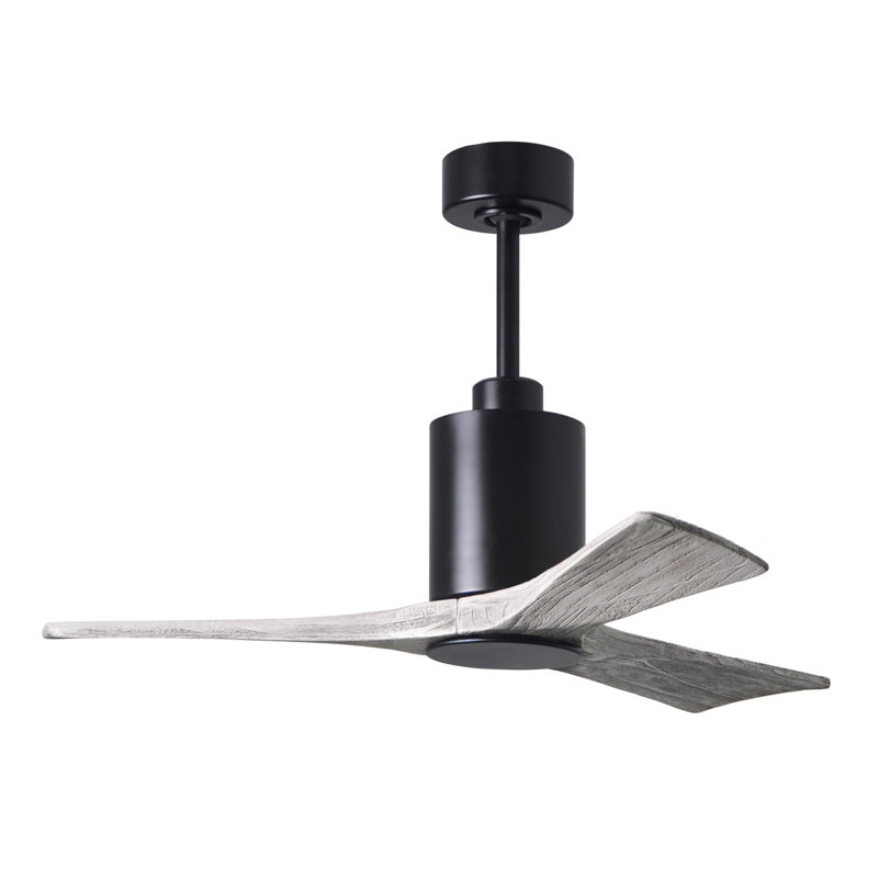Patricia LED Outdoor Downrod Ceiling Fan, Matte Black, 52", Barn Wood