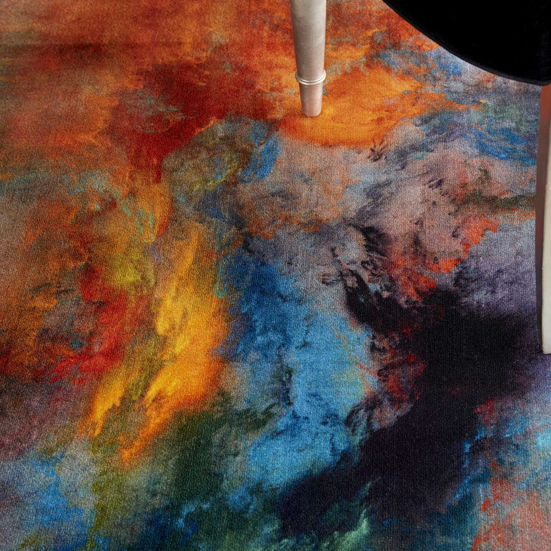 Edite Orange/Blue/Purple Area Rug, Rectangle 5'3" x 7'3"