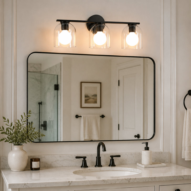 Kaarlo 3-Light Dimmable Vanity Light, Matte Black, 23.23" Width
