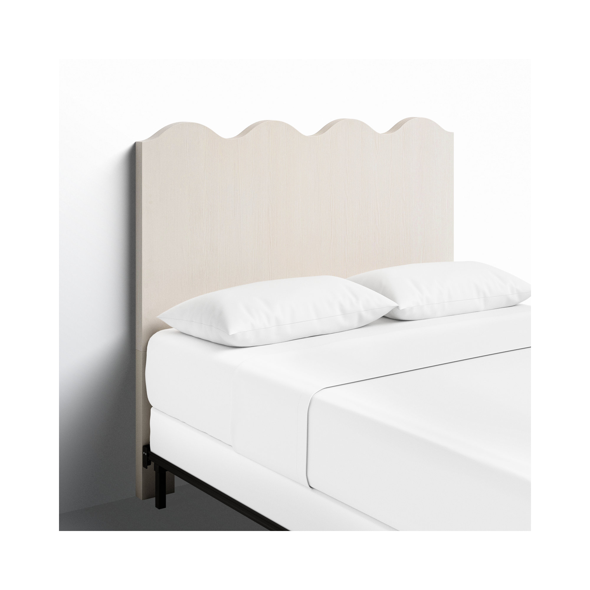 Rosalie Scalloped Headboard, White Sand, Queen