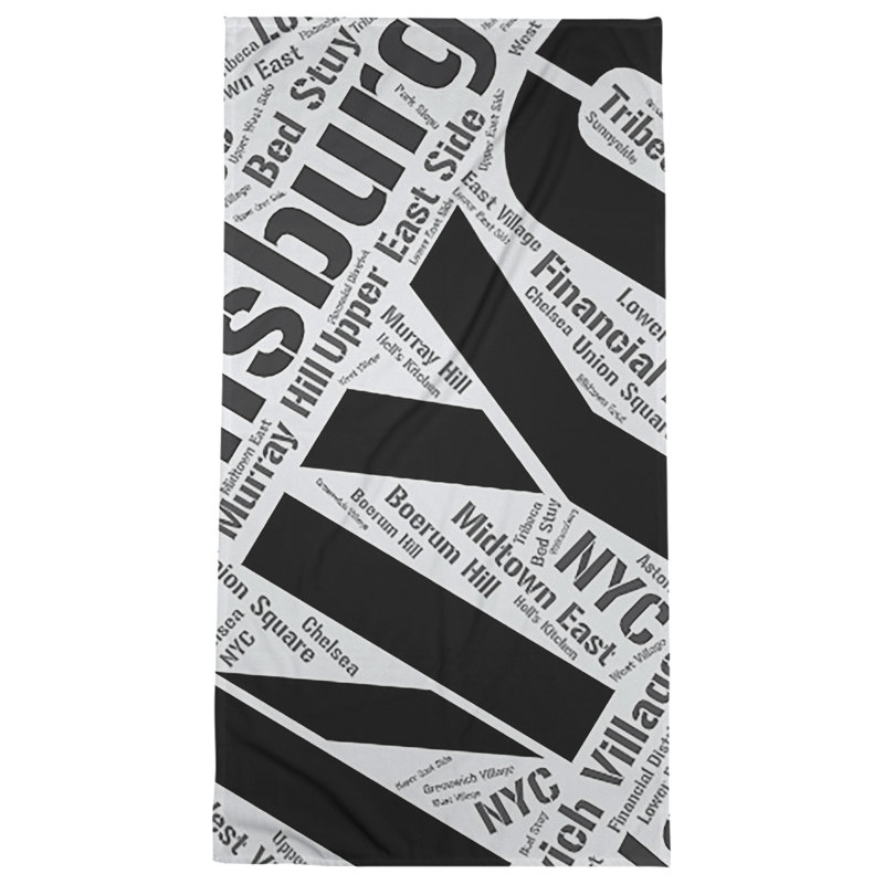Bath Towel, Black, Microfiber, New York