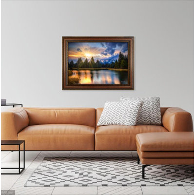 «Rocky Mountain Last Light Reflections» par Mitch Mansanarez - reproduction de photo sur toile encadrée