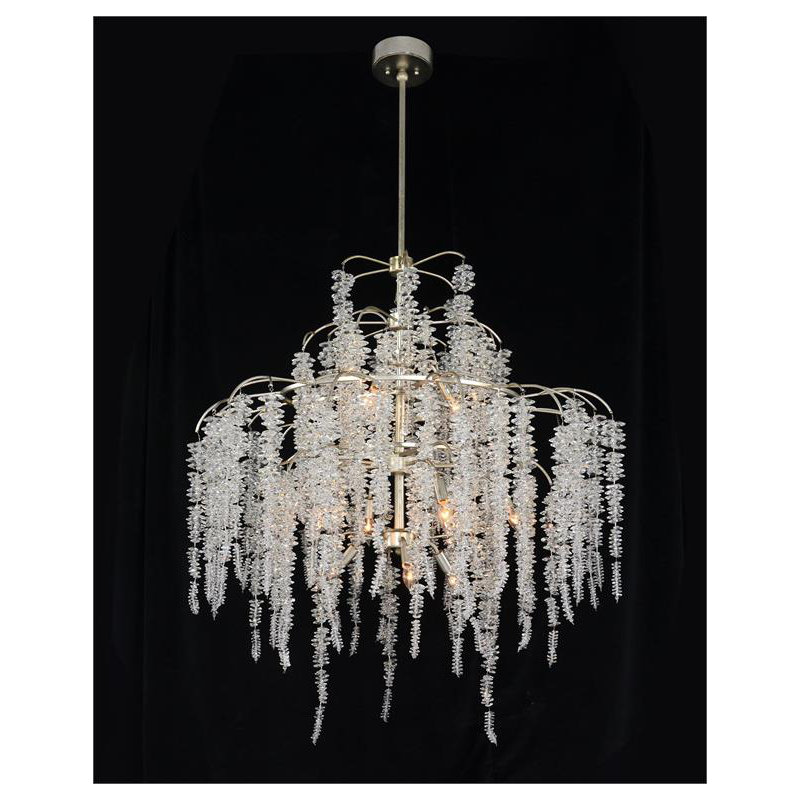Lustre cascade en cristal à douze lumières