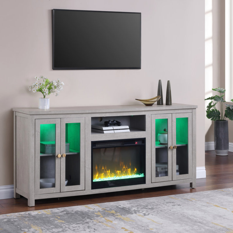 Console de foyer avec foyer et foyer, Gris clair