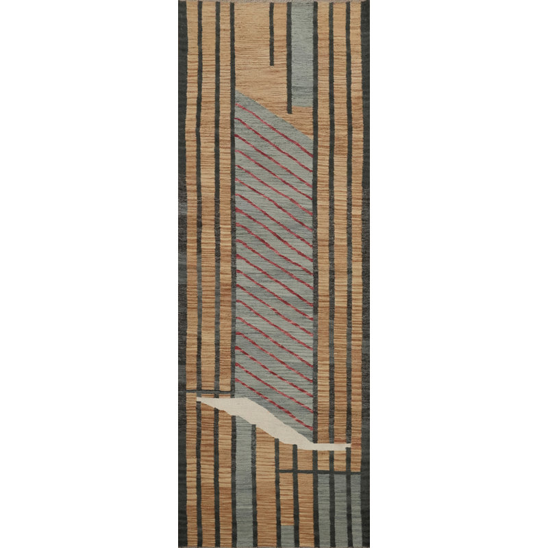 Tapis moderne à rayures Kilim 3 x 10