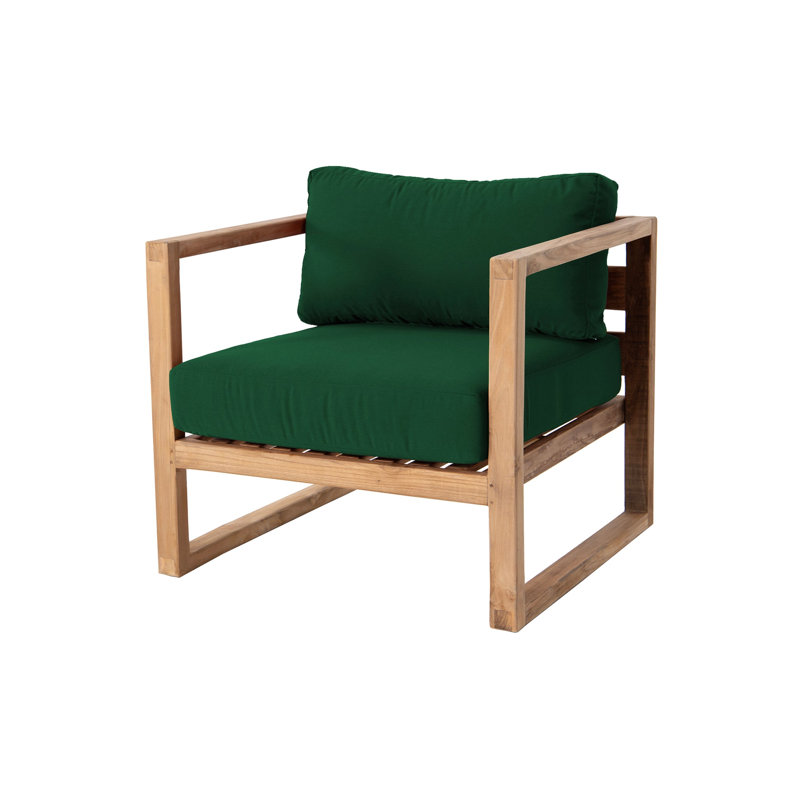 Venice Outdoor Teak Lounge Chair, Forest Green