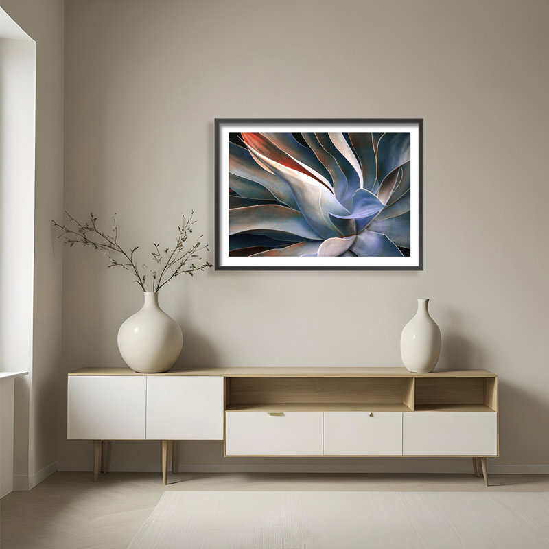 Large Blue and Green Agave Leaves Framed Print