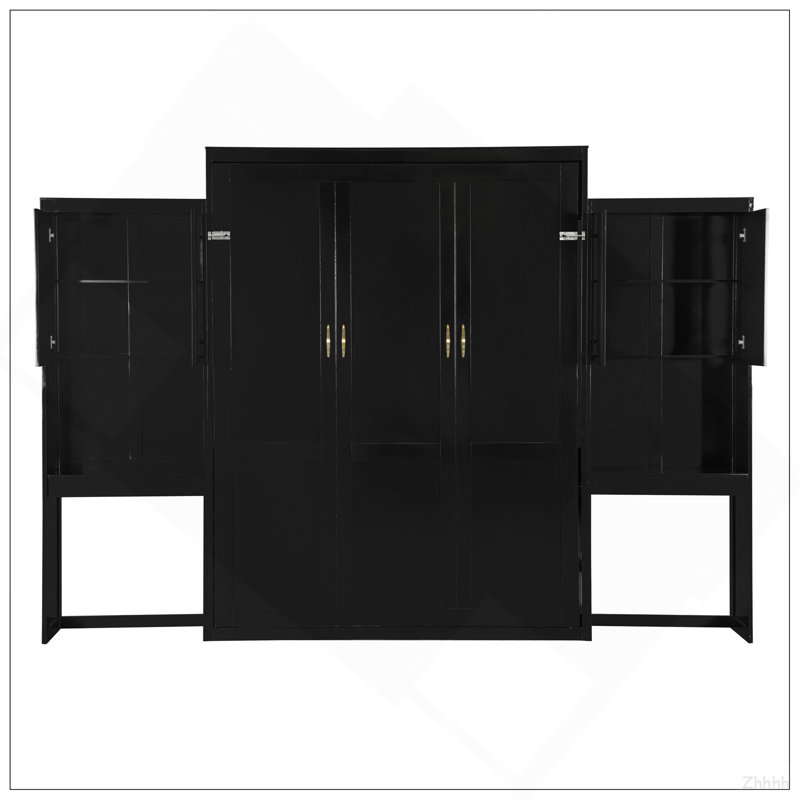 Grand lit escamotable avec bureau, coiffeuse et armoires, espresso, Espresso