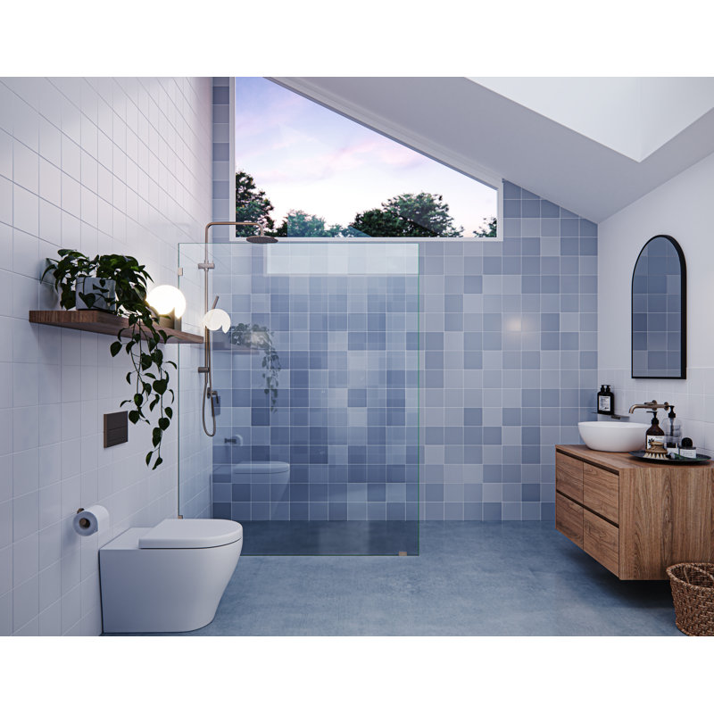 Vela 60 in. x 78 in. Fully Frameless Single Fixed Shower Panel, Brushed Bronze