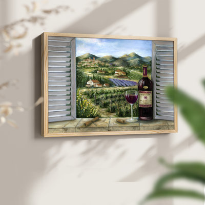 Rouge toscan et vignoble - reproduction encadrée - réarmable