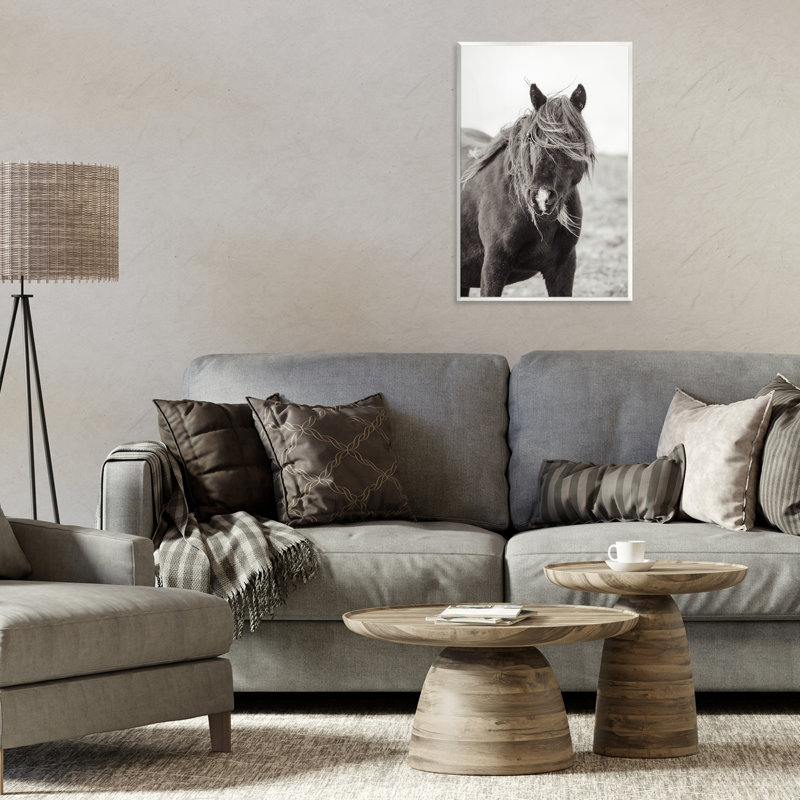 Art mural, "Wild pony with windy crinière", par Deborah Revell, H 19 po x l 13 po