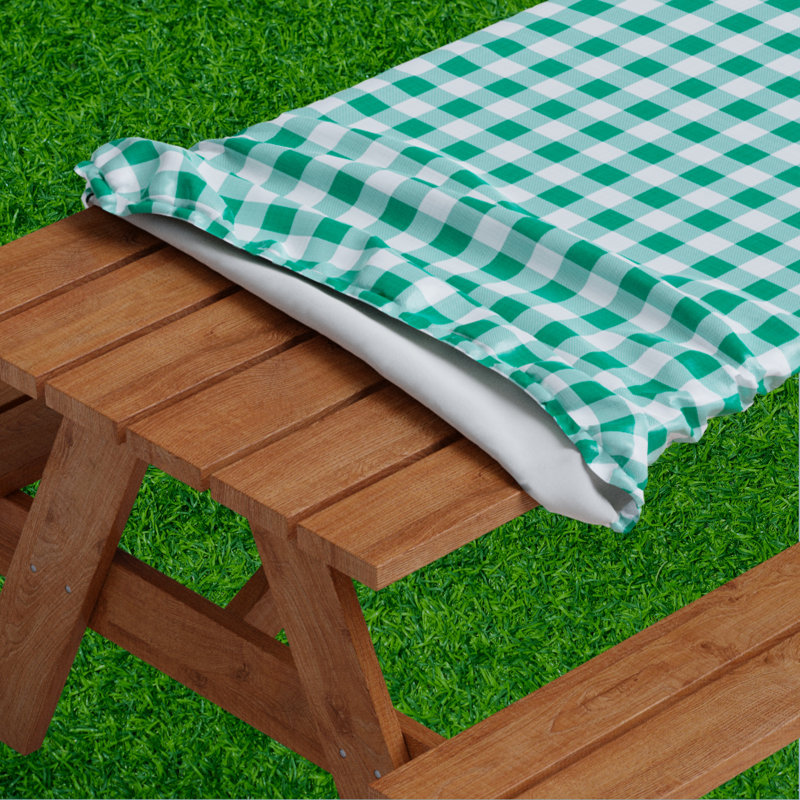 Nappe vinyle pique-nique ajustée rectangulaire 48 x 24 noir, 48 po x 24 po, Vert