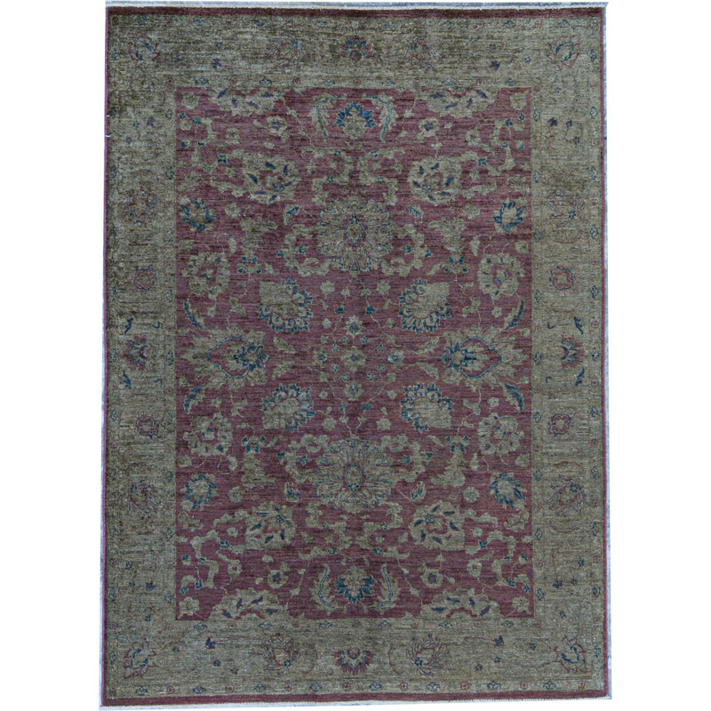 Wool Oriental Area Rug in Red/Green/Beige