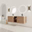  Meuble-lavabo mural avec lavabo en céramique blanche et tablettes de rangement et 2 portes à fermeture douce, emballage KD, contreplaqué-1027847013
