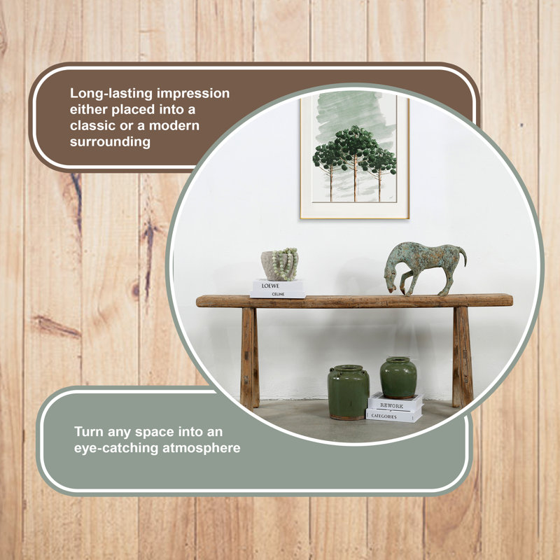 Lily's Living Vintage Noodle Bench, Weathered Natural Wood Finish , 20" H x 50" W x 5.5" D