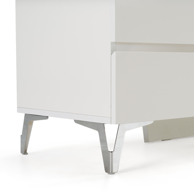 Ensemble de chambre à coucher 4 pièces en cuir écologique moderne blanc Omosède, Très grand