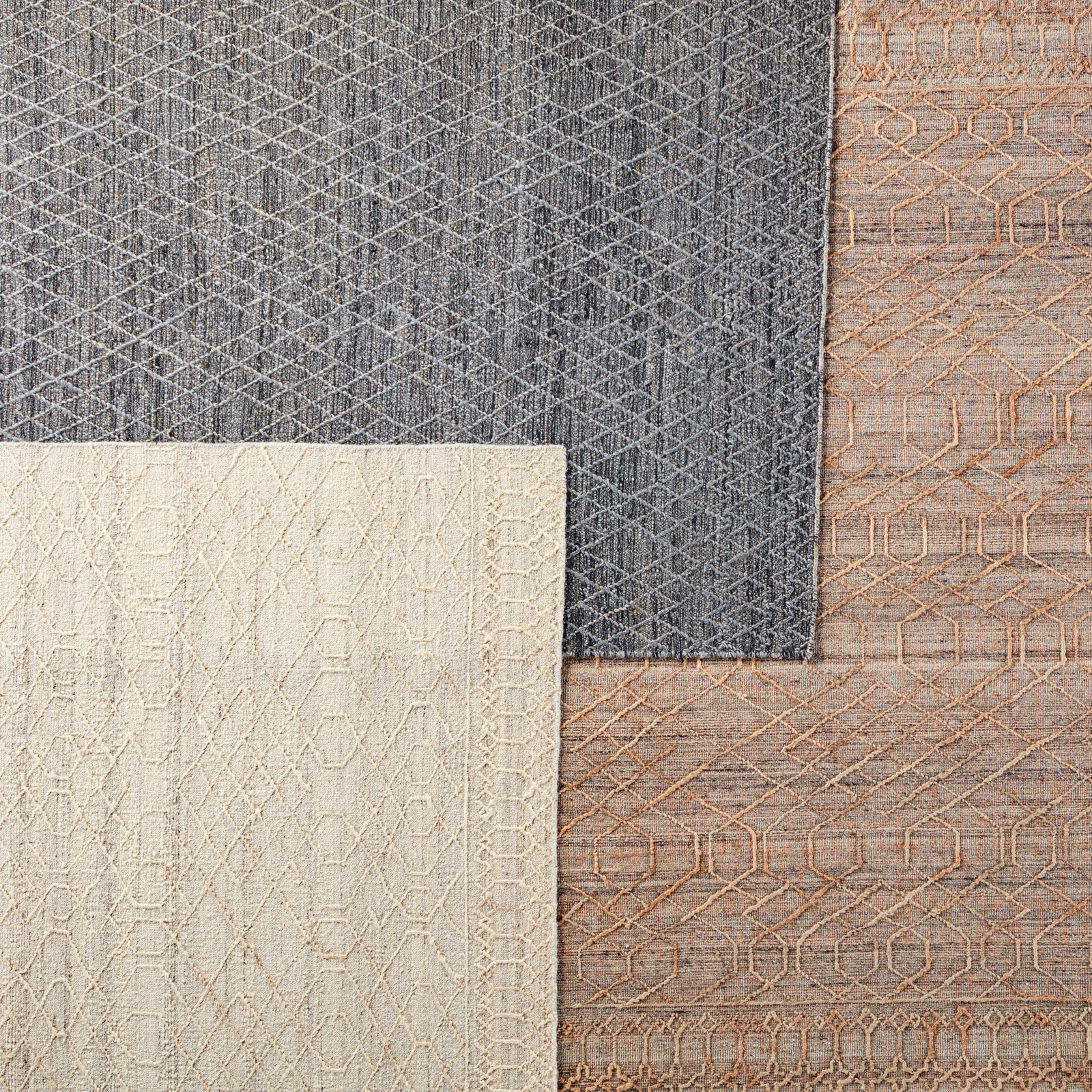 Cecille Beige Oatmeal Hand-Woven Geometric Rug, Rectangle 5' x 8'