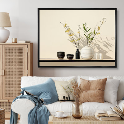 White Black Line Art Minimalist Still II On Canvas Print