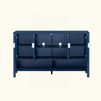 Storage Sideboard With 4-Doors,Multi Functional Buffet With Open Shelf And 2-Tiers Adjustable Shelves,Modern Cabinet With Double Hooks,Suitable For Living Room, Hallway, Dining,Office.