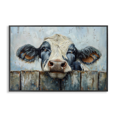 Howdy Neighbor Cow Framed Giclee Art by Petals Prints Design