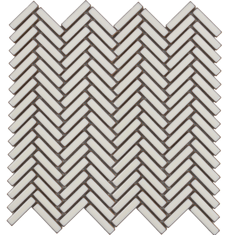 Glossy Antique White  12x12 Herringbone Mosaic Tile for Kitchen Backsplash & Bathroom Wall, Antique White