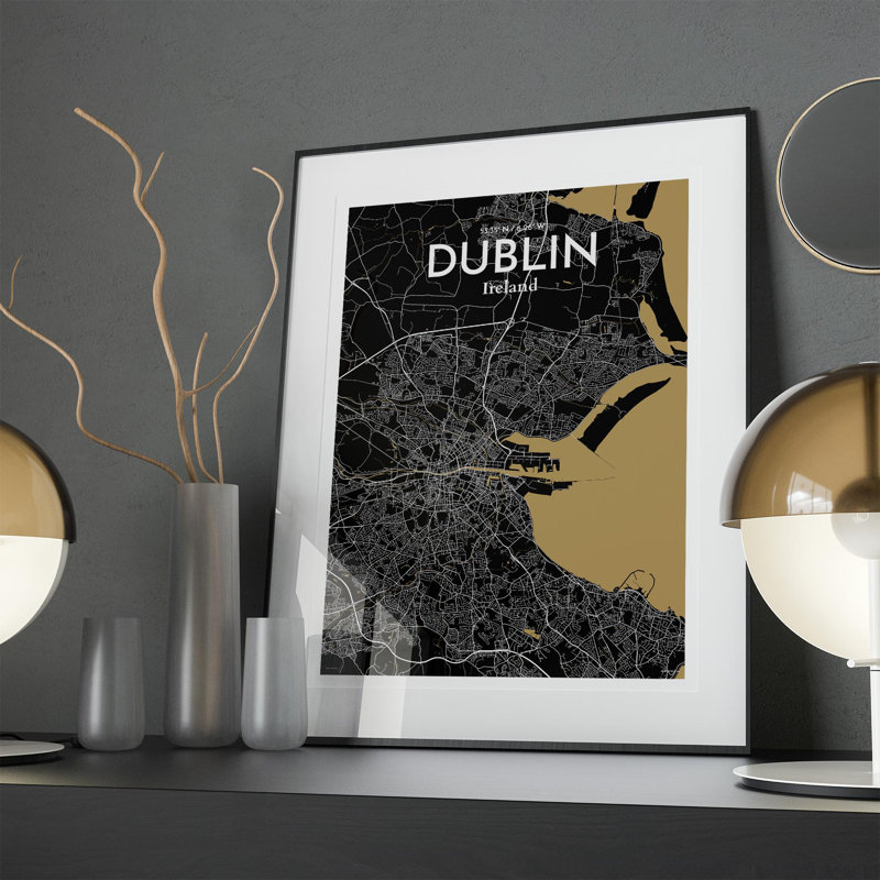 Dublin City Map In Luxe - No Frame Print, 27.6cm H x 19.7cm W x 0.05cm D