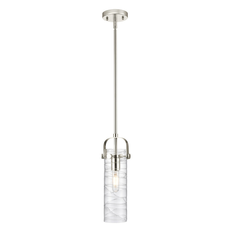 Luminaire suspendu à tige 1 lumière Shongopovi 12 po, H 14,5 po x l 5 po x P 5 po, Tourbillon déco, Nickel poli