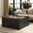 40” Large Farmhouse Lift Top Coffee Table with Power Outlets and Large Hidden Storage, Square Wood Living Room Table W/Large Hidden Space, Multi-Function Lift Wooden Barn Door Center Table, Black/ Brown Top-125492728