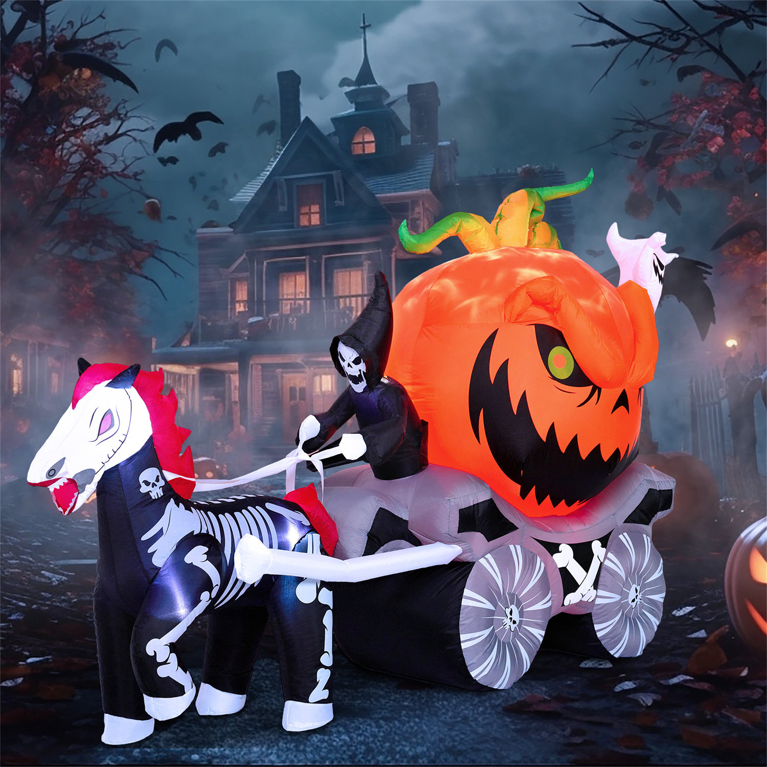 Lot De 12 Fantômes Gonflables Halloween 40cm - Décorations Extérieur PVC Pour Jardin & Maison