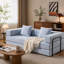 Canapé à compression multifonctionnel en futon velours côtelé qui se transforme en lit équipé d'accoudoirs et de coussins de soutien pour une utilisation à l'intérieur-130817395