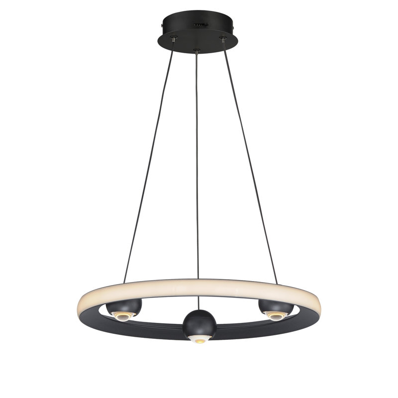 Luminaire suspendu 1 lumière, H 2,75 po x l 18 po x P 18 po, Noir