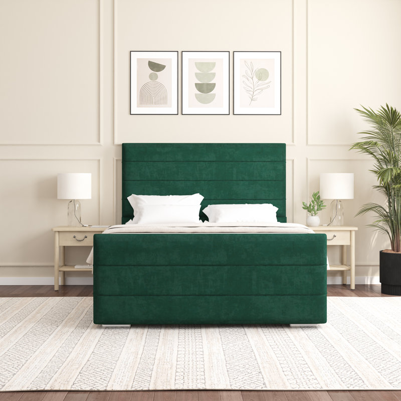Boggs Upholstered Bed, Small Double (4'), Emerald