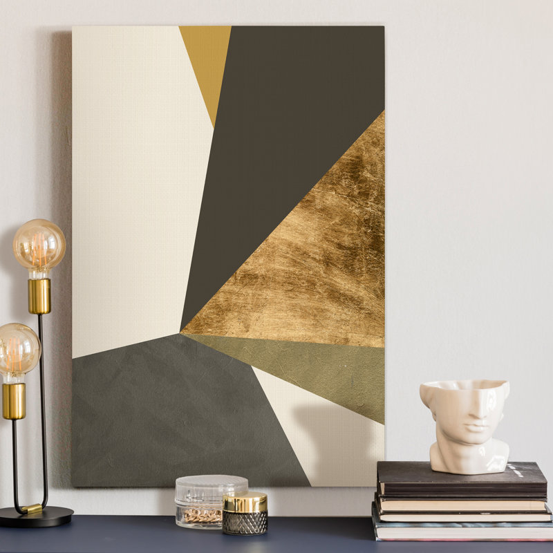 «Gold and Gray Exploration IX», reproduction d'art sur toile, H 36 po x l 24 po x P 1 po