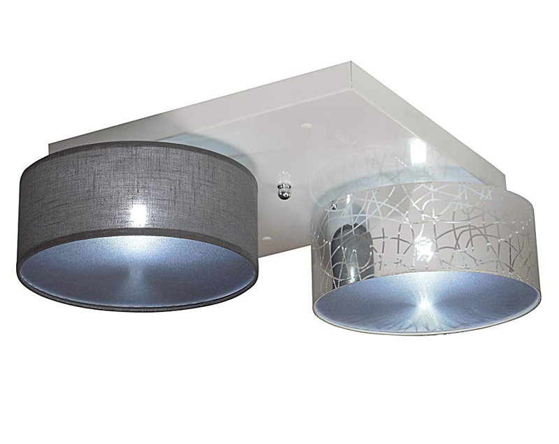 Pulley Fabric Semi Flush Mount, Silver/Graphite