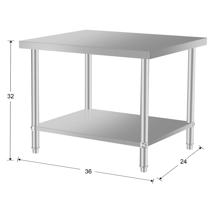 36''*24'' Stainless Steel Home And Commercial Kitchen Work Table With Under Shelf, 32 - Inch Tall, Long Lasting Build 36''X24'' Restaurant Prep High, Comfortable Height
