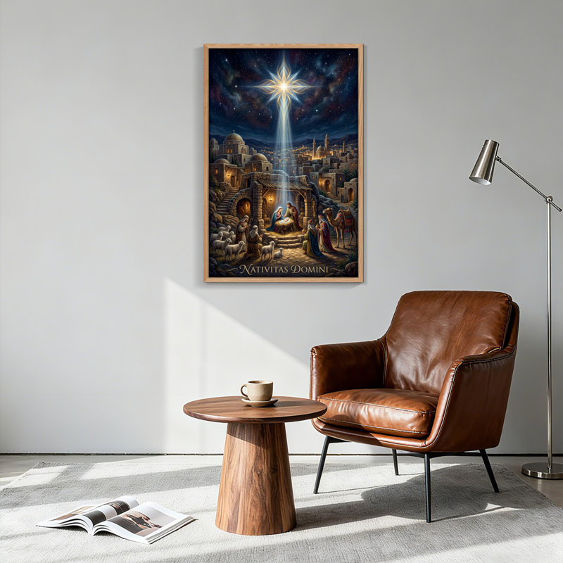 Tableau encadré sur toile représentant une scène de la Nativité, 1 pièce, 61 x 91 cm, 24 po x 36 po