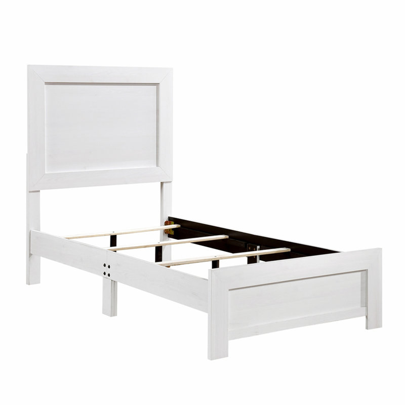 Mobilier de chambre à coucher en bois blanc avec lit simple à panneau simple 1pc, lit dans une boîte