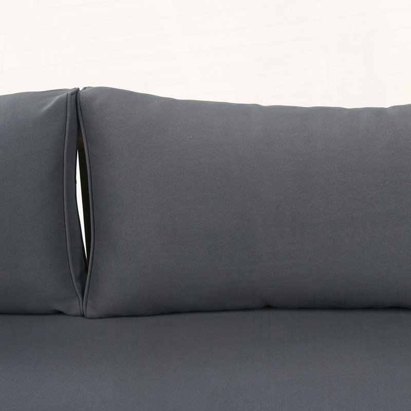 Lit de jour en bois d'acacia avec lambris classique, Coussin gris / structure en teck