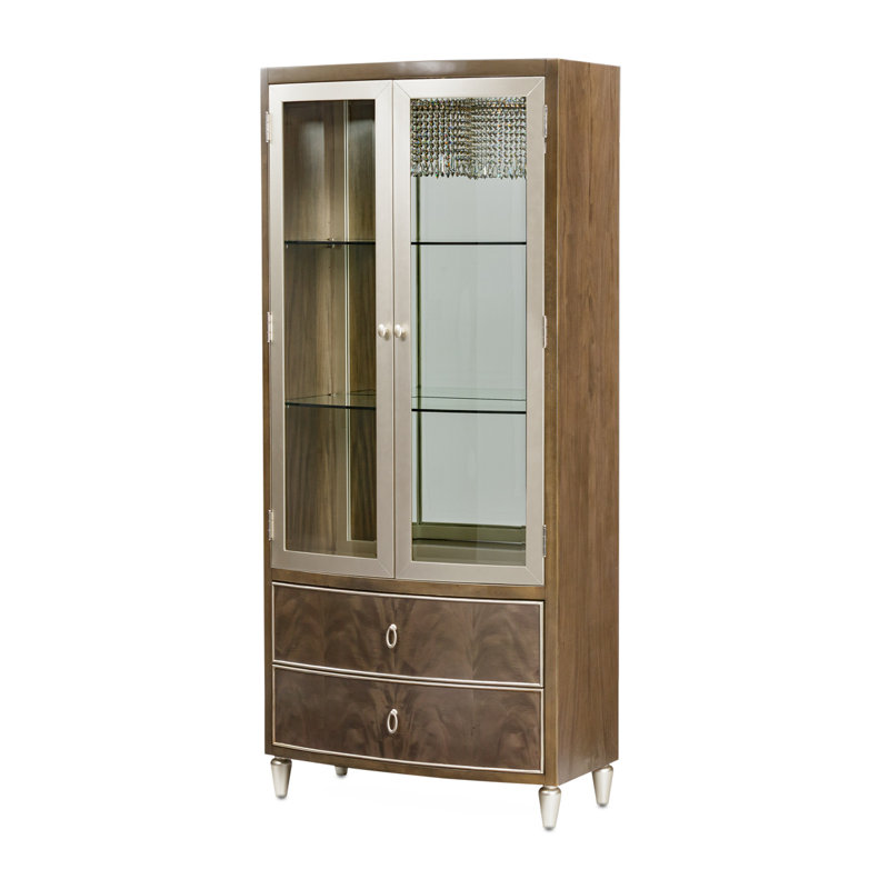 Villa Cherie Display Cabinet with LED Lighting, Hazelnut