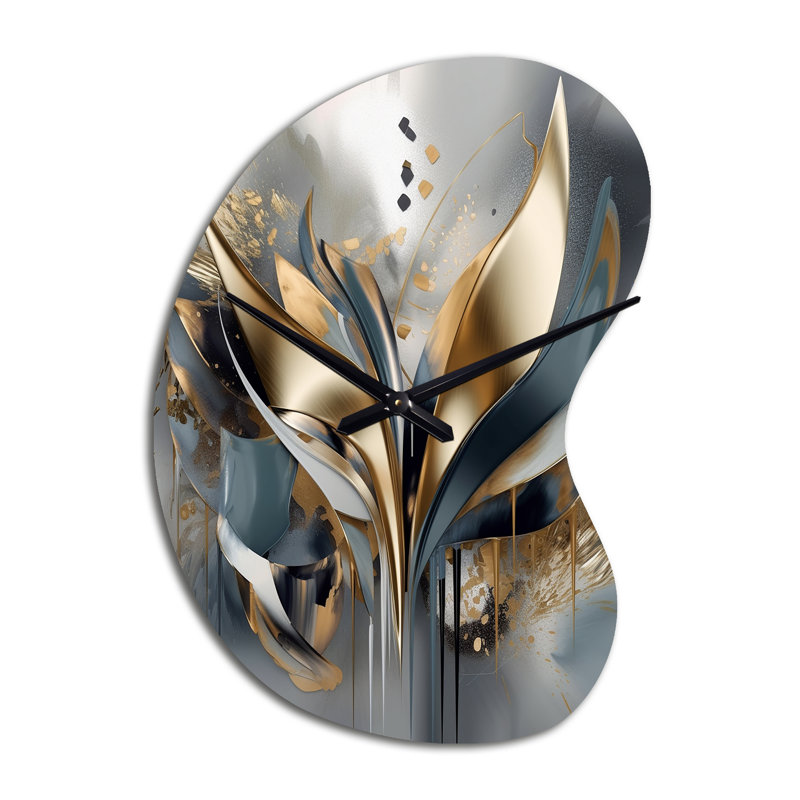 Abstract Shapes And Lines IV - Boom Shape Unique Abstract Marble Wall Clock, Small